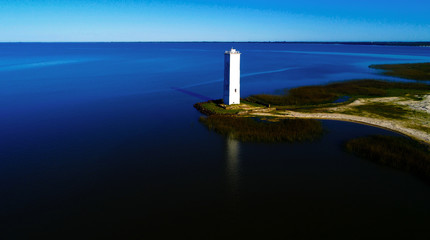 Lighthouse Cristóvão Pereira on the shores Lagoa dos Patos in Mostardas, Brazil.