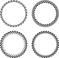 Set of four round frames in halftone dots style for your logo or other design.