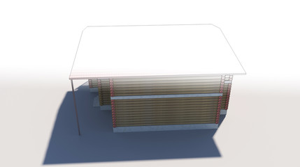 exterior of a country house, cottage, visualization, 3D illustration