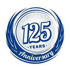 One hundred and twenty-five years anniversary celebration logotype. 125th anniversary logo. Vector and illustration.