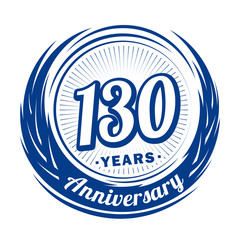 One hundred and thirty years anniversary celebration logotype. 130th anniversary logo. Vector and illustration.