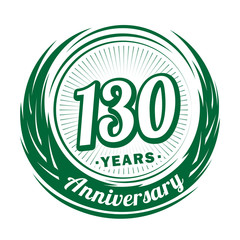 One hundred and thirty years anniversary celebration logotype. 130th anniversary logo. Vector and illustration.