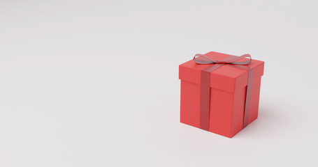 Christmas red gift box, 3d rendering holiday christmas new year concept 