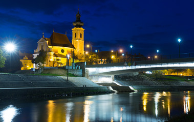 Fototapeta premium Image of night streets of Gyor in Hungary