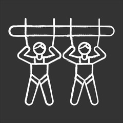 Mountain giant swing chalk icon. Amusement park attraction. Canyon swing. Adrenaline recreation. Extreme activity. Isolated vector chalkboard illustration