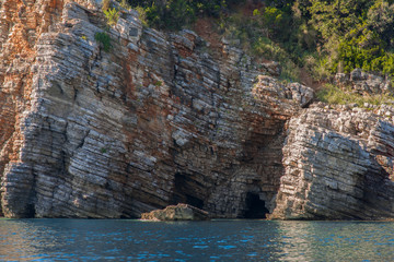 Cliff rock formation  on the sea shore
