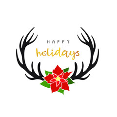 Reindeer horns with poinsetia flower 