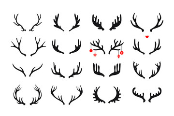 Antler vector set with Christmas balls