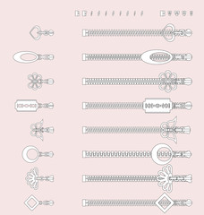 slider pull theet zipper construction kit fashion swatch brush elements ornamental