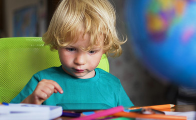 Preschooler with a tablet computer
