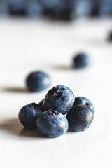 Group of fresh blueberries isolated on white background. Healthy food, health