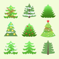 Christmas decorated isolated tree. Happy New Year concept. Vector flat graphic design illustration