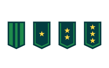 Military ranks or army epaulettes on white