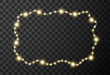Christmas lights isolated on transparent background, vector illustration
