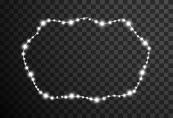 Christmas lights isolated on transparent background, vector illustration