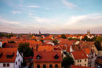 Fototapeta na wymiar historische Altstadt von Quedlinburg am Nachmittag vom Stiftsberg
