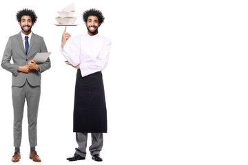 group of working people in front of a white background