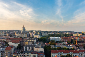 Fototapeta na wymiar The city of Szczecin by day. Moments before sunset