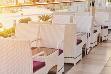 Empty terrace with a table and chairs outdoor
