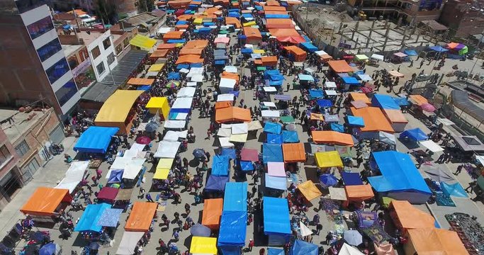 View of the 16th of July Fair of the El Alto City in La Paz, Bolivia.