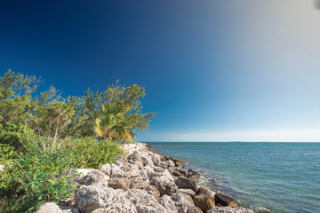 Key West beach rock and sea landscape
