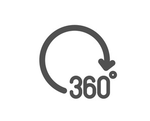 VR simulation sign. 360 degrees icon. Panoramic view symbol. Classic flat style. Simple 360 degrees icon. Vector