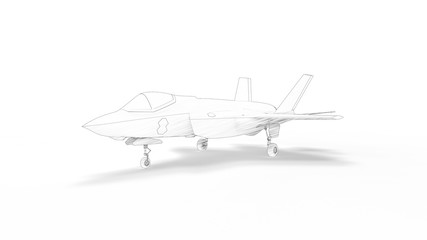 Modern fighter jet 3d rendering isolated in white background