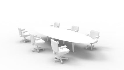 3d rendering of a conference table isolated in white background