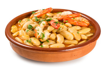 Habas o alubias con langostinos
