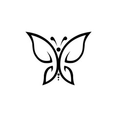 Graphic icon of butterfly, Butterfly tattoo isolated on white background,