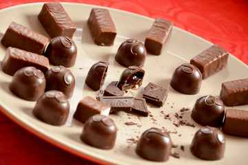 different chocolates  on the plate