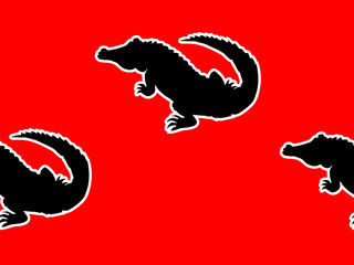Seamless pattern with funny crocodile in zine style. Motives of art, pop, culture, nature