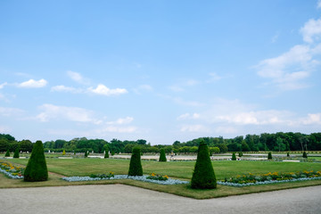 Park of Palace of Fontainebleau in France during summer