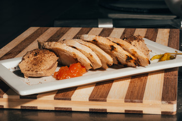 board with fried toasts