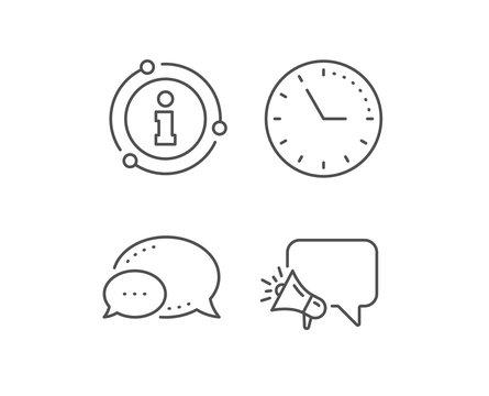 Megaphone line icon. Chat bubble, info sign elements. Advertisement device symbol. Brand ambassador speech bubble sign. Linear megaphone outline icon. Information bubble. Vector
