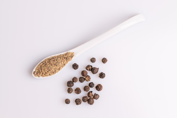 Pepper isolated on white background, soft light, studio shot, copy space.  Latin name 