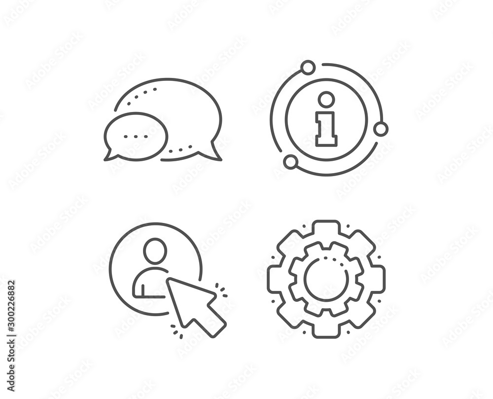Poster select user line icon. chat bubble, info sign elements. business management sign. click symbol. line