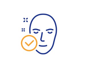 Face care sign. Health skin line icon. Cosmetic lotion symbol. Colorful outline concept. Blue and orange thin line health skin icon. Vector