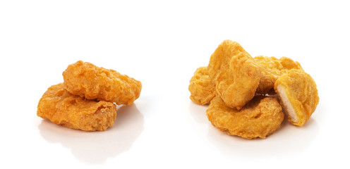 Fried chicken nuggets isolated on white background