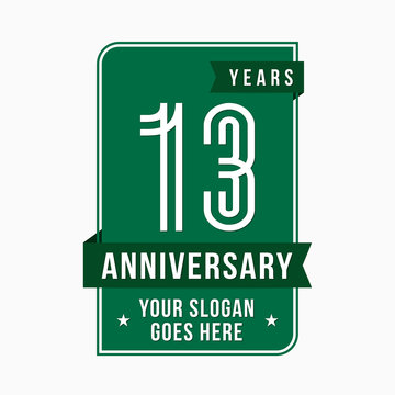 13 years anniversary design template. Thirteen years celebration logo. Vector and illustration.