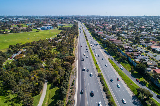 Aerial view of Monash Freeway in Melbourne, Australia