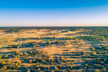Scenic Australian outback at sunset - aerial landscape