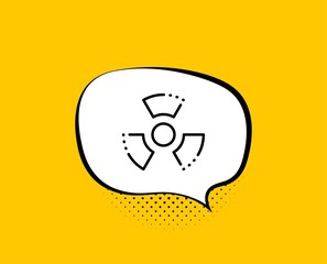 Chemical hazard line icon. Comic speech bubble. Laboratory toxic sign. Chemistry warning symbol. Yellow background with chat bubble. Chemical hazard icon. Colorful banner. Vector