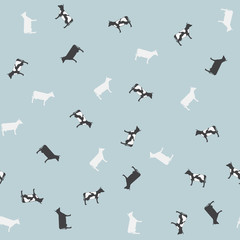 Vintage seamless pattern. Retro style vector colorful background, cute farm template with cows for wrapping paper, web design, patchwork, sewing or sheet fabric