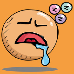 Smile face icon. Vector illustration face with emotions. Hand drawn sleeping face.