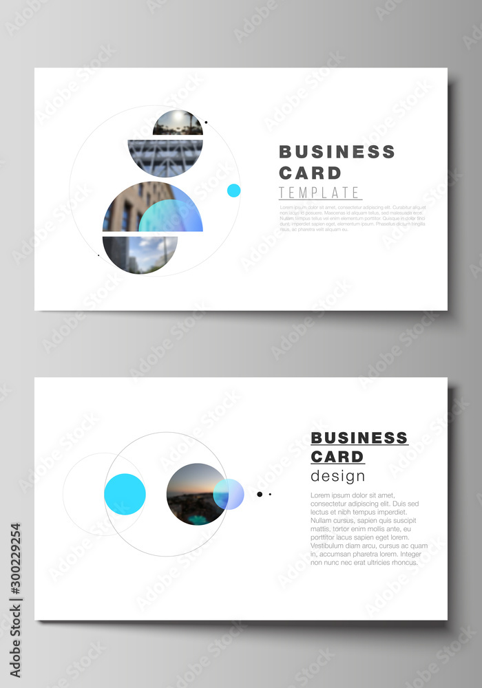 Poster the minimalistic abstract vector layout of two creative business cards design templates. simple desi
