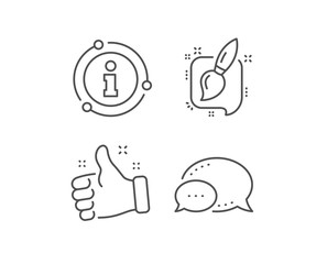 Painting brush line icon. Chat bubble, info sign elements. Creativity sign. Graphic art symbol. Linear painting brush outline icon. Information bubble. Vector