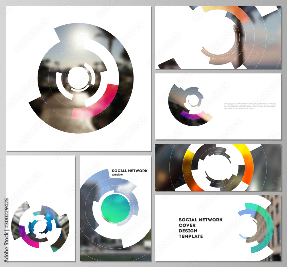 Poster minimalistic abstract vector illustration of editable layouts of modern social network mockups in po