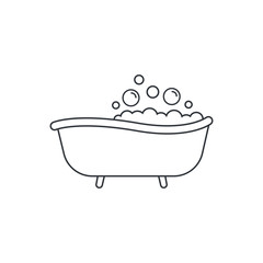 Bathtub with bubbles icon design isolated on white background. Vector illustration