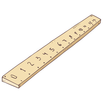 Ruler for geometry icon. Vector illustration of a ruler. Hand drawn drawing and drawing tool.